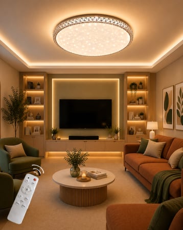 Mirage Özel Tasarım Plastik Kasa Uzaktan Kumandalı Dimmerli 3 Renk Işıklı Led Avize Çap- 60 cm