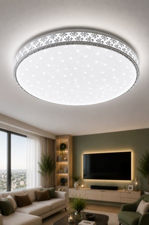 Mirage Özel Tasarım Plastik Kasa Uzaktan Kumandalı Dimmerli 3 Renk Işıklı Led Avize Çap- 60 cm