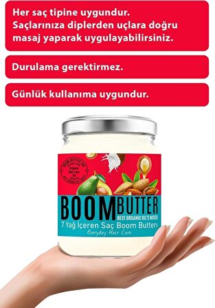 boom butter7 Yağ Içeren Besleyici Ve Nemlendirici Saç Bakım Yağı 190 ml