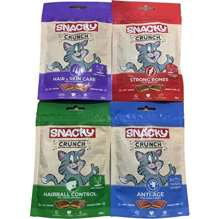 Snacky Crunch Kedi Ödül Maması - 4'lü Karma Paket