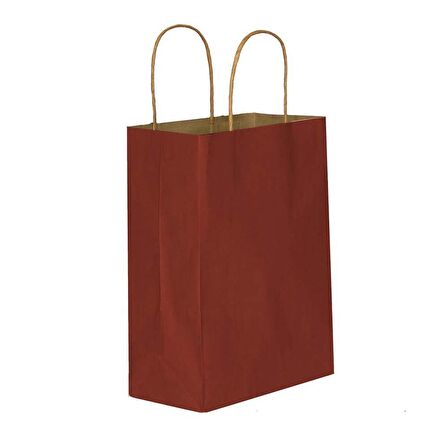 Büküm Saplı Kraft Kağıt Çanta Karton Hediyelik Poşet Torba - Bordo - 31x41 Cm. - 25 Adetlik Paket