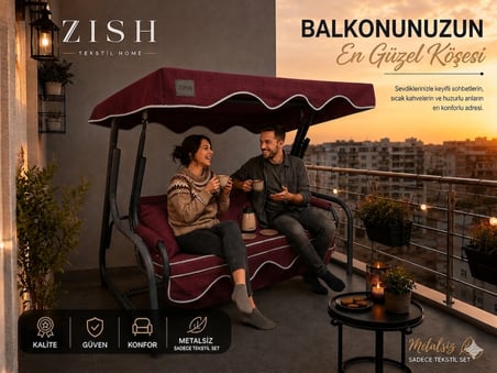 3 Kişilik Bahçe Balkon Salıncağı Tekstil Seti 150x48x8 Cm Minder Ölçüsü Oturak Sırt Minderi ve Tente Takımı Bordo, Metal iskelet dahil değildir