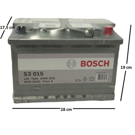 Bosch 12 V 70 Ah 640 A En S3 015 Akü