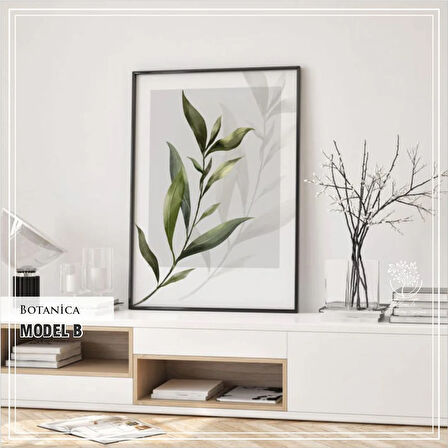 Metal Çerçeveli Camlı Botanica Tekli Dekoratif Tablo