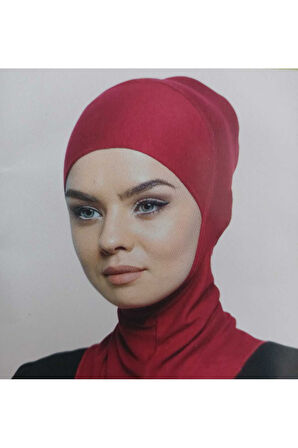 Boyunluklu Bone , Spor Bone , Hijab , Tesettür, Siyah , Geçmeli Hazır Bone