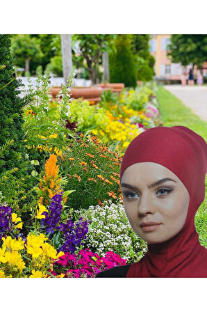 Boyunluklu Bone , Spor Bone , Hijab , Tesettür, Siyah , Geçmeli Hazır Bone