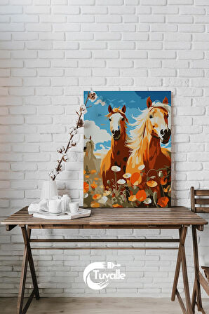 Bozkırın Rüzgarı Sayılarla Boyama Seti, Hobi Seti, 40X50 Tablo, Fırça Boya, Numaralı Tuval