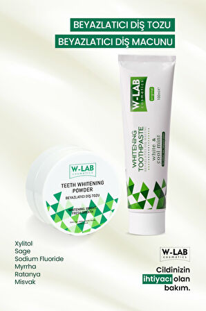 W-Lab Kozmetik Beyazlatıcı Diş Macunu 100 Ml ve W-Lab Kozmetik Beyazlatıcı Diş Tozu 75 Gr