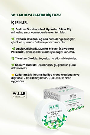 W-Lab Kozmetik Beyazlatıcı Diş Macunu 100 Ml ve W-Lab Kozmetik Beyazlatıcı Diş Tozu 75 Gr