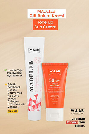 W-Lab Kozmetik Madeleb Krem 40 ml ve W Lab Ton Eşitleyici Güneş Kremi 50+SPF