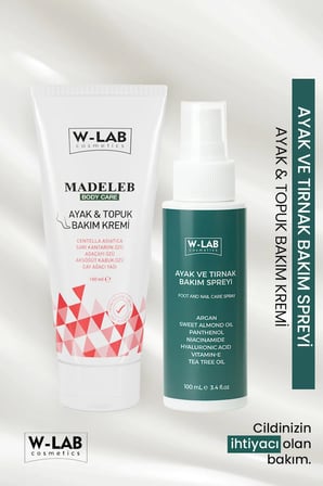 W-Lab Cosmetics Ayak Topuk Bakım Kremi 100 ML ve W-Lab Cosmetics Ayak Tırnak Bakım Spreyi 100 Ml