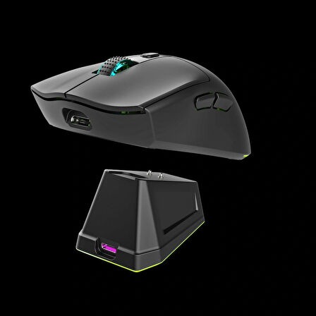 Rgb Oyuncu Mouse Bluetooth Bağlandı 2,4G Usb Bağlantı Şarj Standlı Siyah Jedel WD139