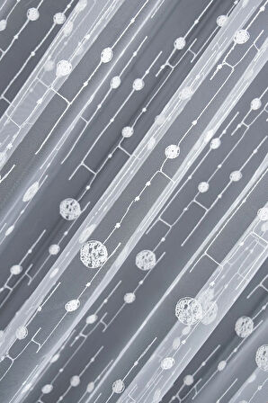 Dünya Yuvarlak Daire 1e 2 Pileli Desen Tasarım Brode Işlemeli Tül Perde