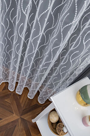 Sarmaşık Brode Işlemeli 1 E 3 Kat Pileli Tül Perde