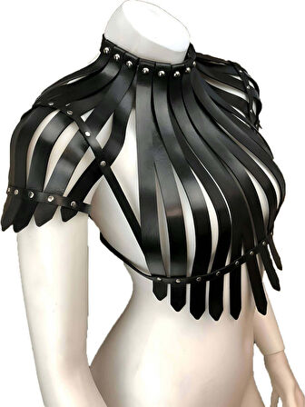 Arkası Açık Deri Crop Büstiyer Harness - Brf1257