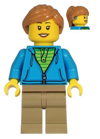 Lego Minifigür - Woman - Dark Azure Hoodie cty1221