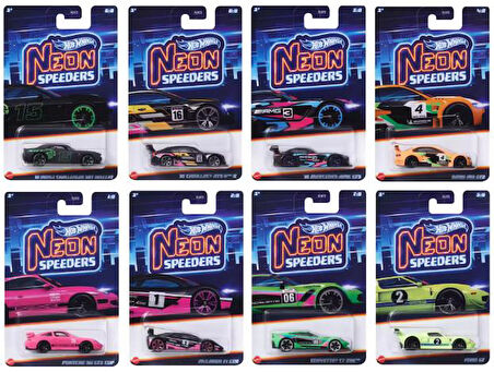 Hot Wheels 8'li Araba Seti - Hot Wheels Neon Speeders HLH72