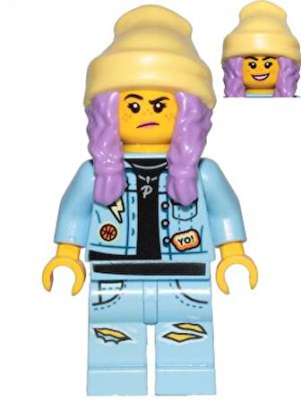 Lego Minifigür Hidden Side Parker L. Jackson - Denim Jacket with Beanie (Smile / Grumpy)