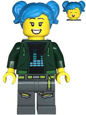 Lego Minifigür Creator Poppy Starr - Dark Green Hoodie, Dark Bluish Gray Legs twn475