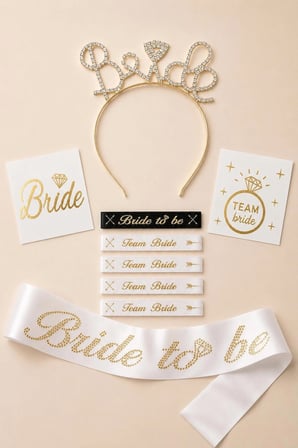 Bride To Be Aksesuar Seti Bekarlığa Veda Partisi Bride Taşlı Taç Kuşak Bileklik Dövme