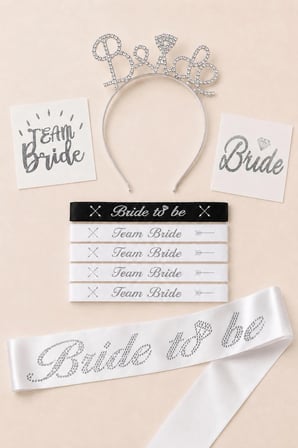 Bride To Be Aksesuar Seti Bekarlığa Veda Partisi Bride Taşlı Taç Kuşak Bileklik Dövme