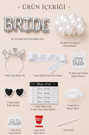 Bride To Be Set Bekarlığa Veda Partisi Malzemeleri Gelin Tacı Kuşak Dövme Balon