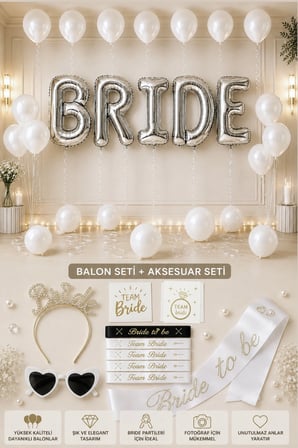 Bride To Be Set Bekarlığa Veda Partisi Malzemeleri Gelin Tacı Kuşak Dövme Balon
