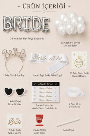 Bride To Be Set Bekarlığa Veda Partisi Malzemeleri Gelin Tacı Kuşak Dövme Balon