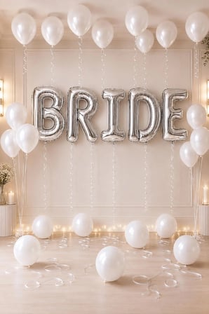 Bride To Be Bekarlığa Veda Balon Seti Gümüş Büyük 34 İnç Harf Folyo İnci Beyazı Metalik Balon Parti Süsleri