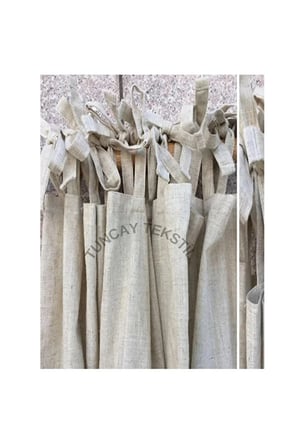 %100 Pamuklu Vintage Bridli Sade Keten Perde