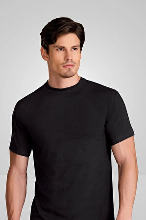 Erkek 3'lü Siyah 0 Yaka Yarım Kollu % 100 Pamuklu Fanila Berrak / 1005