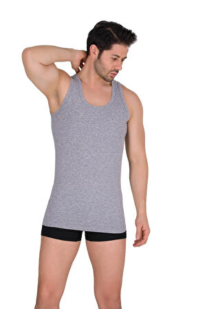 Erkek 3 'lü GRİ Renk Askılı Pamuklu Loksuz Penye Atlet BERRAK /1022