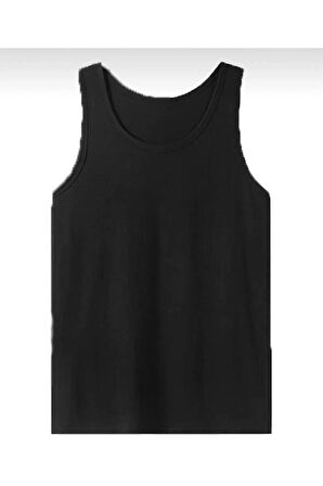 Erkek 3 'lü Siyah Askılı % 100 Pamuk Loksuz Penye Atlet BERRAK /1022