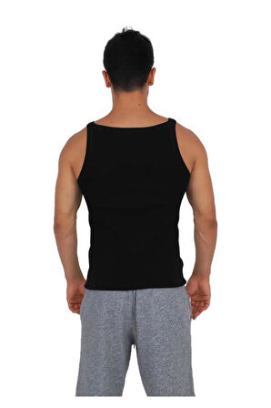  Erkek Siyah 3'lü İnce Askılı Fitilli Kaşkorse  % 100 Pamuklu Penye Atlet BERRAK / 1044