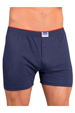 Erkek 3'lü Lacivert Renk Geniş Kesim % 100 Pamuklu Düğmeli Boxer-Short-Külot BERRAK / 1099