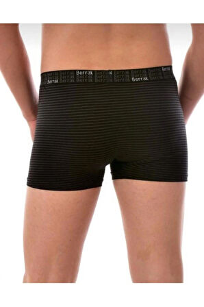 Erkek 3'lü ( SİYAH-GRİ-LACİVERT ) Renk Çizgili Likralı Pamuklu Boxer-Short-Külot BERRAK / 4475