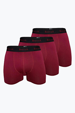 Erkek 3'lü BORDO Renk Modal Kalın Kemerli Likralı Boxer-Short-Külot BERRAK / 4476