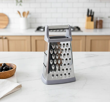 Berina Home 4 Yönlü Metal Rende – Kaymaz Tabanlı, Çok Fonksiyonlu Mutfak Rende