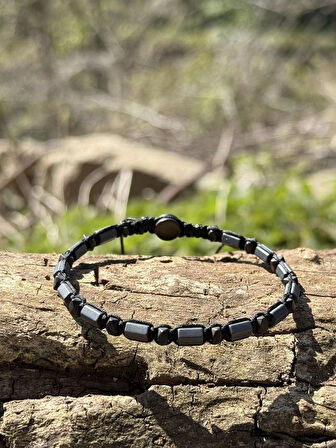 Hematit Bileklik - Bern Grey Bileklik - Tasarım Bileklik Özel Kesim Ayarlanabilir