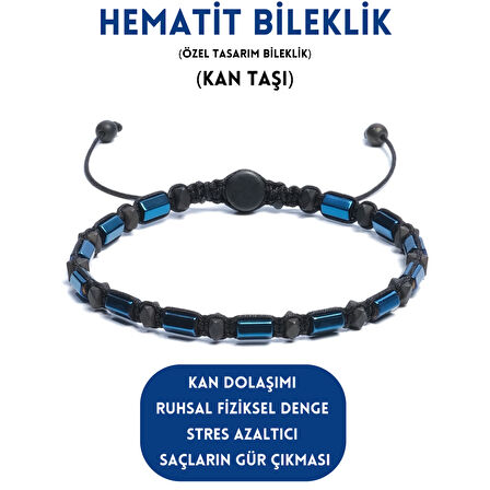 Hematit Bileklik - Bern Navy Blue Bileklik - Tasarım Bileklik Özel Kesim Ayarlanabilir