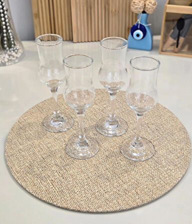 Berina Home 4 lü Uzun Zarif Kahve Yanı Su Bardağı - Şerbetlik - Zemzemlik -Zemzem Bardağı -Kahve Yanı Bardağı - Meşrubat Bardağı