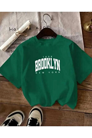 malkoçbey broklıyn baskılı oversize unisex basic o yaka t-şhirt