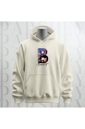 Brooklyn New York City Baskılı Kapüşonlu Sweatshirt Hoodie Kalın Kumaş 3 İplik Şardonlu