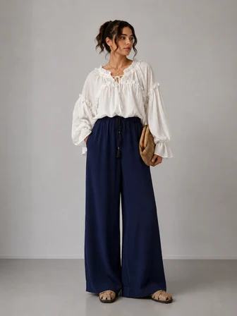 Belden bağcıklı pantolon