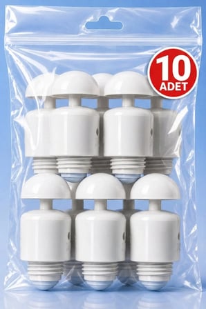 Depolu Sıvı Sabunluk Sistemi Musluğu 10 Lu Paket - Butonlu Musluk Aparatı Beyaz