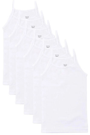 12 Adet Kız Çocuk Beyaz Renk Ip Askılı Atlet