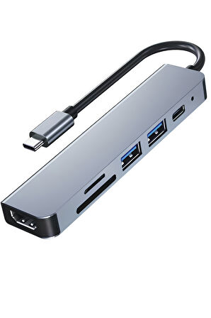 Type-c Çoğaltıcı Dönüştürücü 6in1 Hub Macbook Air Pro Uyumlu Hdmi Sd Kart PD Usb Çoklayıcı