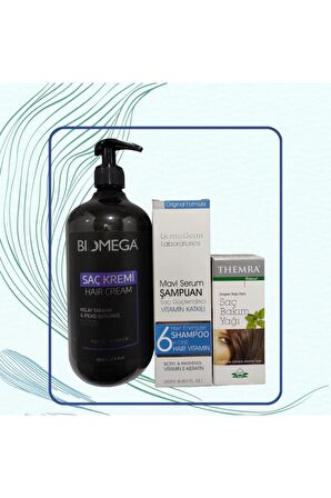 Mavi saç serumu+ Keratin Sampuan + Saç bakım yağı