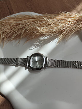 BS STILL hasır kordon minimal kadın kol saati modern Gümüş renk vintage quartz beyaz