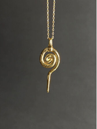 Altın Kaplama 925 Ayar Gümüş Spiral Kolye – El Yapımı Mitolojik Kolye – Boho Minimalist Takı- Anneler Günü Hediyesi
